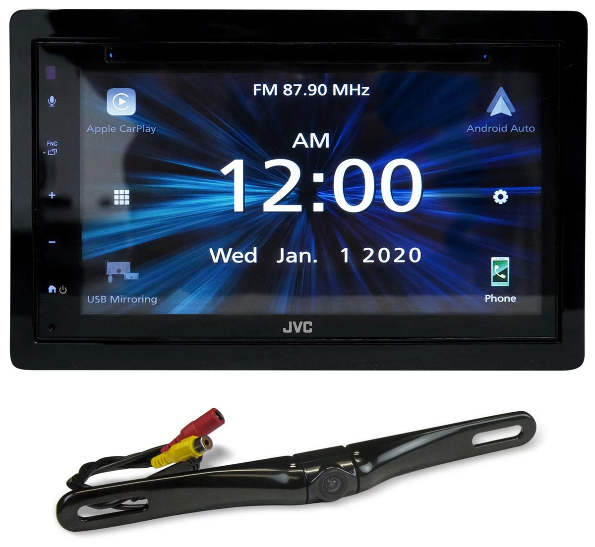 Monitor Carplay/Bluetooth/Android Car Cam JVC 6.8" Receiver+Backup KW-V660BT DVD