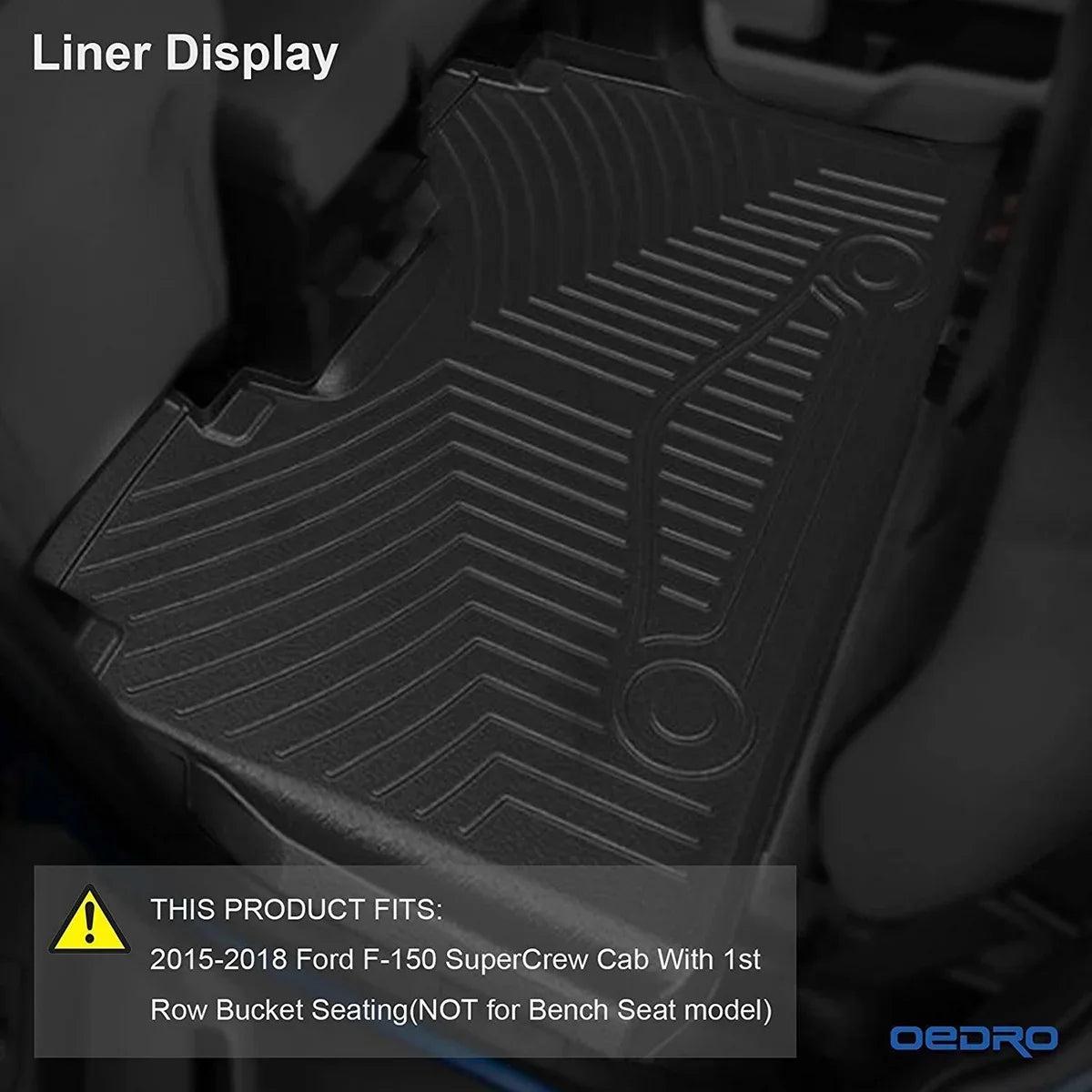 Crew Rear Ledkingdomus for F150 Floor 2024 Front TPE Mats 3-Piece All-climate Cab Rubber Super Set and 2015-2023