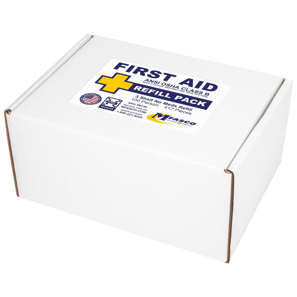 MFASCO OSHA/ANSI 2021 Class B Compliant First Aid Cabinet, Large, 3-Shelf