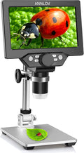 7" LCD Digital Microscope ANNLOV 1200X Maginfication 1080P Coin Microscope with Metal Stand,12MP Ultra-Precise Focusing Video Camera for Adults,8 LED Fill Lights Windows/Mac Compatible