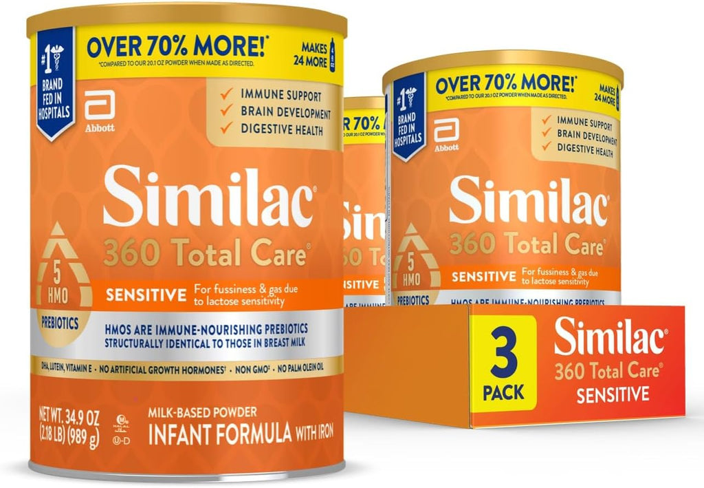 Similac 360 Total Care Sensitive Baby Formula Powder, 5 HMO Prebiotic Blend