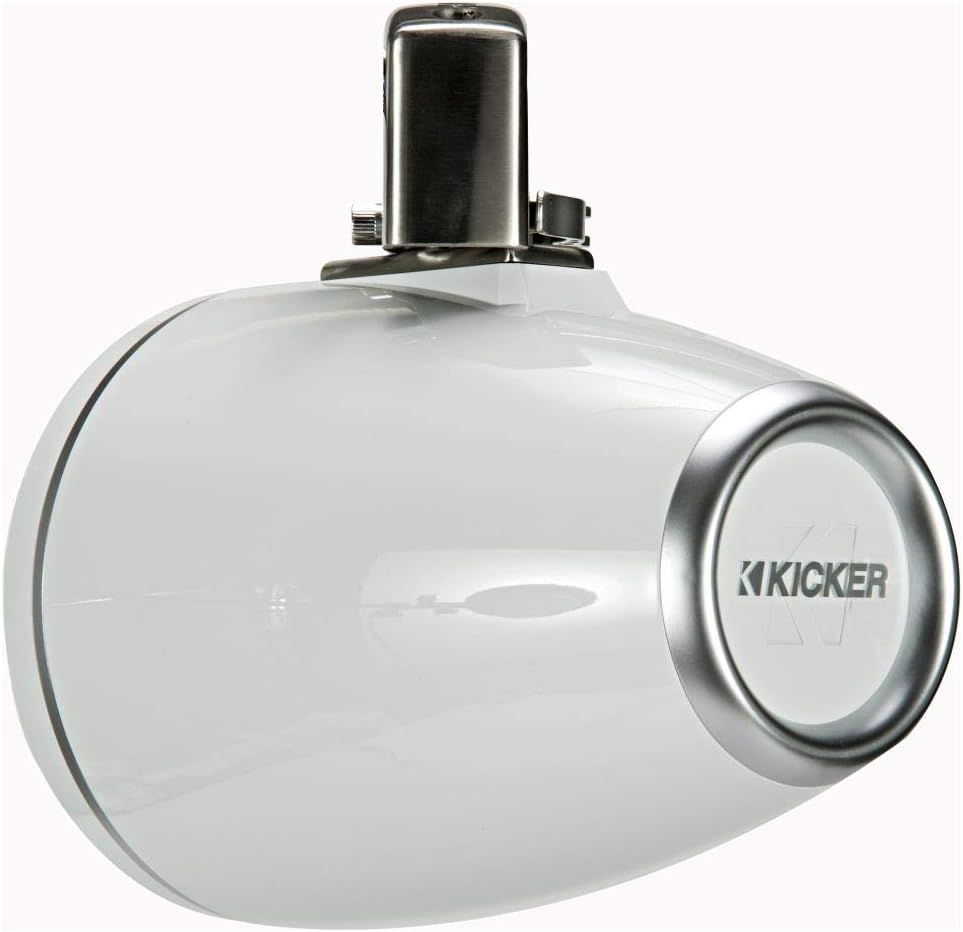 KICKER KMTC8W 8" Loaded Marine Wake Tower Enclosures with 45KM84L Speakers - White Grills and Enclosures