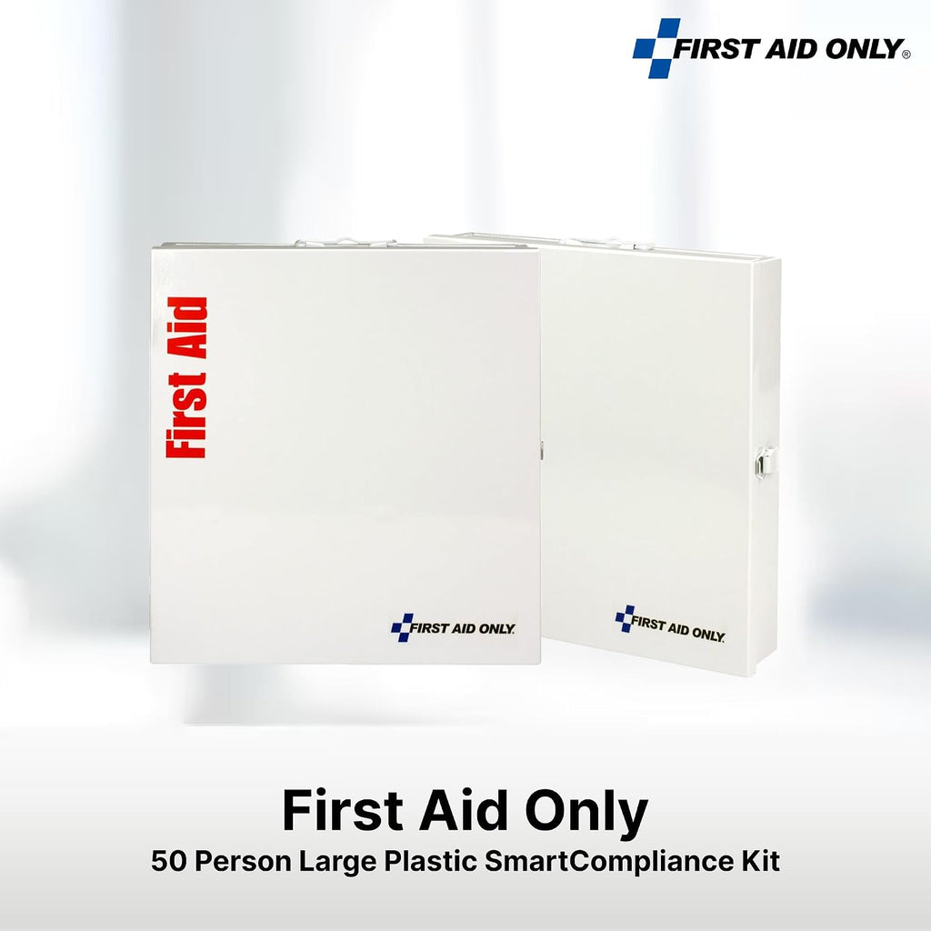First Aid Only 746000 SmartCompliance 50-Person ANSI A+ and OSHA Compliant First Aid Kit for Business, Large Metal First Aid Cabinet with Medications, 241 Pieces