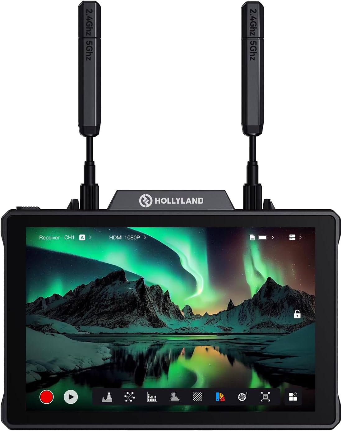 Hollyland Pyro 7 Wireless Video Transmitter & Receiver & 7 inch Camera Field Monitor HDMI & SDI 1300ft Range, 60ms Latency Auto Dual-Band Hopping with Waveform, LUTs, Recording, Vector Scope,Solo kit