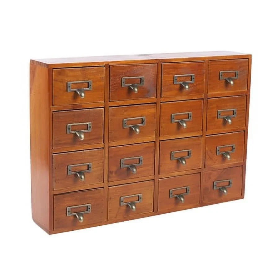 Cabinet Organizer 16 Storage Wood Desk Retro Drawer Box Apothecary Drawers