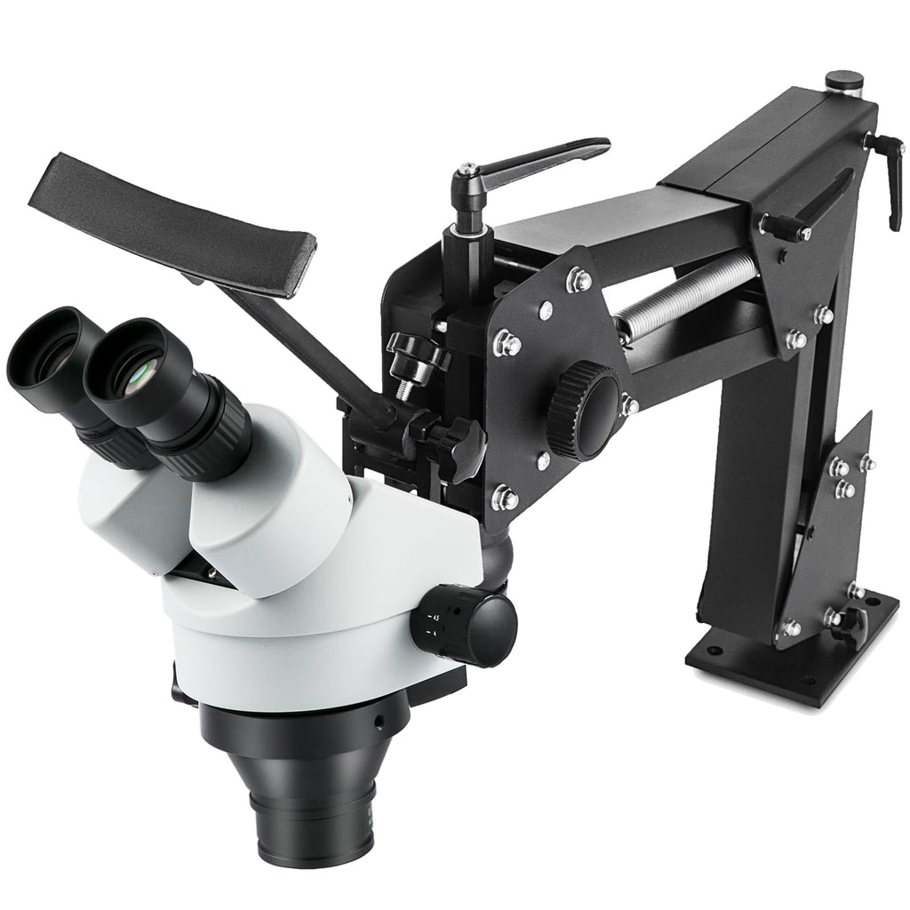 VEVOR Multi-Directional Microscope with Spring Bracket, Micro Jewelry Inlaid Stand, with Integrated USB Ring LED Light, 7X-45X Magnification Jewelry Microscope, Jewelers Microscope for Jewelry Inlay