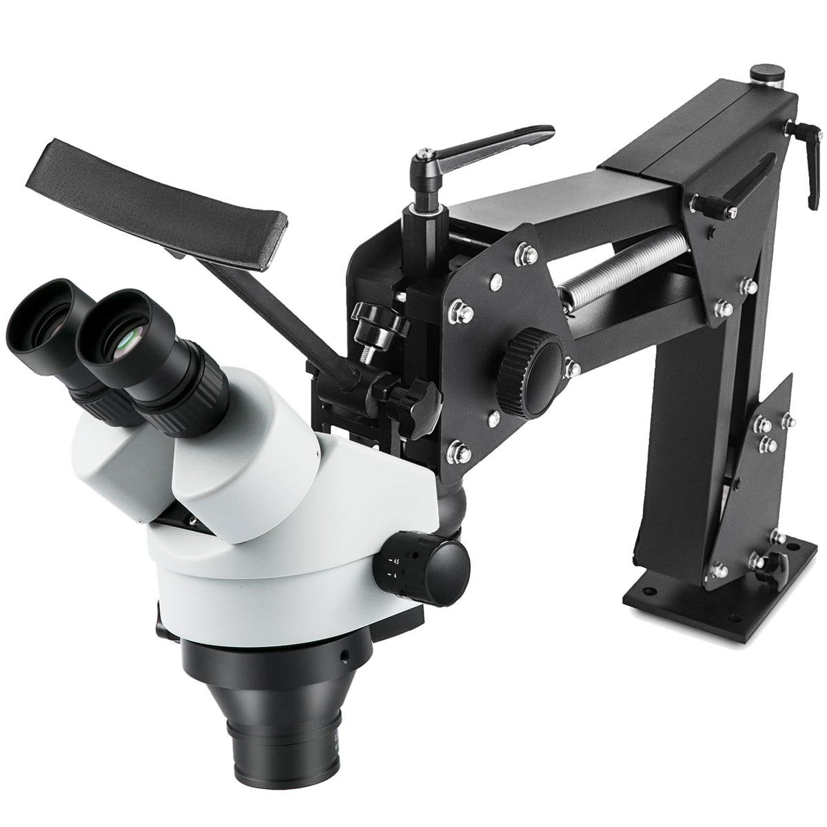 VEVOR Multi-Directional Microscope with Spring Bracket, Micro Jewelry Inlaid Stand, with Integrated USB Ring LED Light, 7X-45X Magnification Jewelry Microscope, Jewelers Microscope for Jewelry Inlay