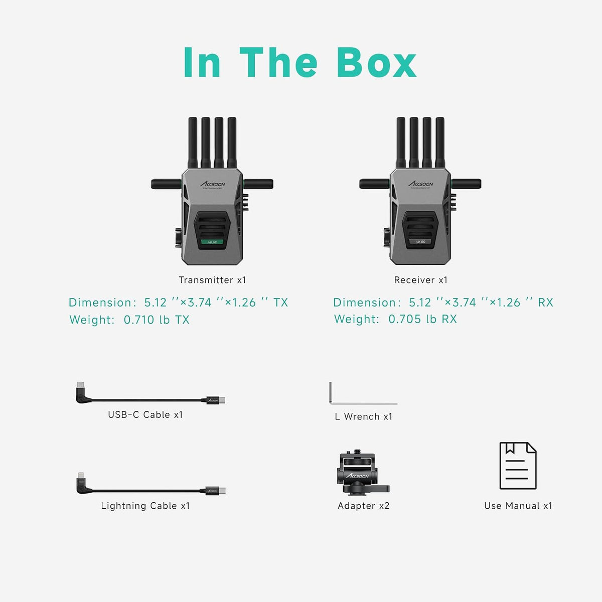 Accsoon CineView Master 4K Wireless Video Transmitter&Receiver with SDI HDMI, Tri-Band 8202ft 25ms LAT, 4K60/1080p60 1 Wired iOS+4 App Monitoring, Livestreaming Pair CineView 4K Lite/SE 4K/M7(H) Pro