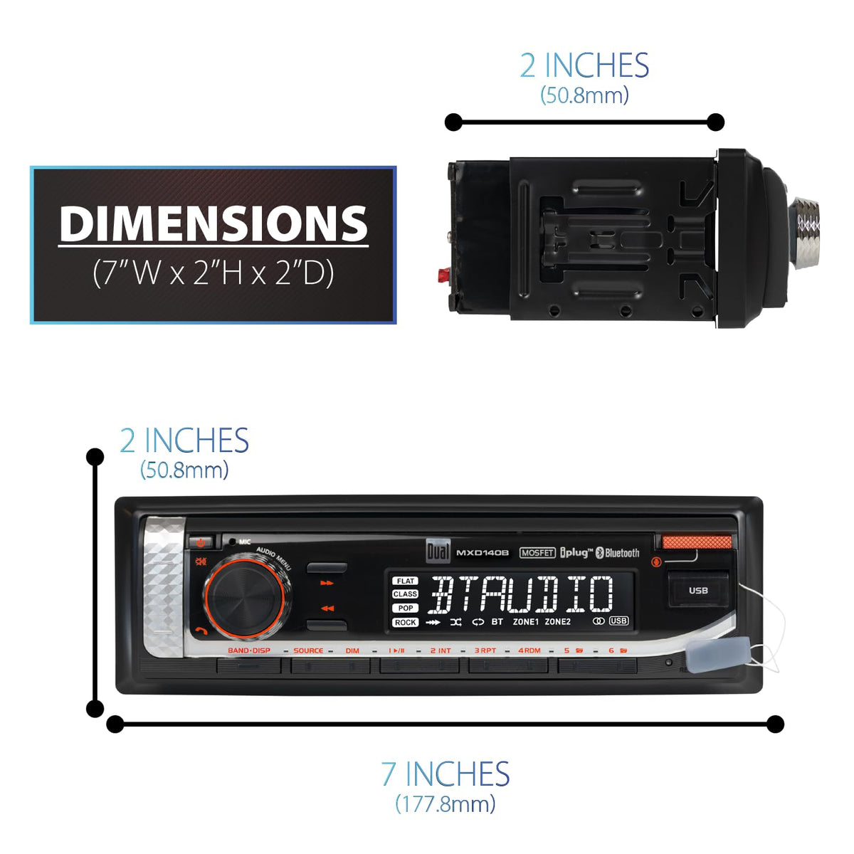 Dual Electronics MXP152W Marine Stereo Bluetooth 6.5" Speakers & Antenna