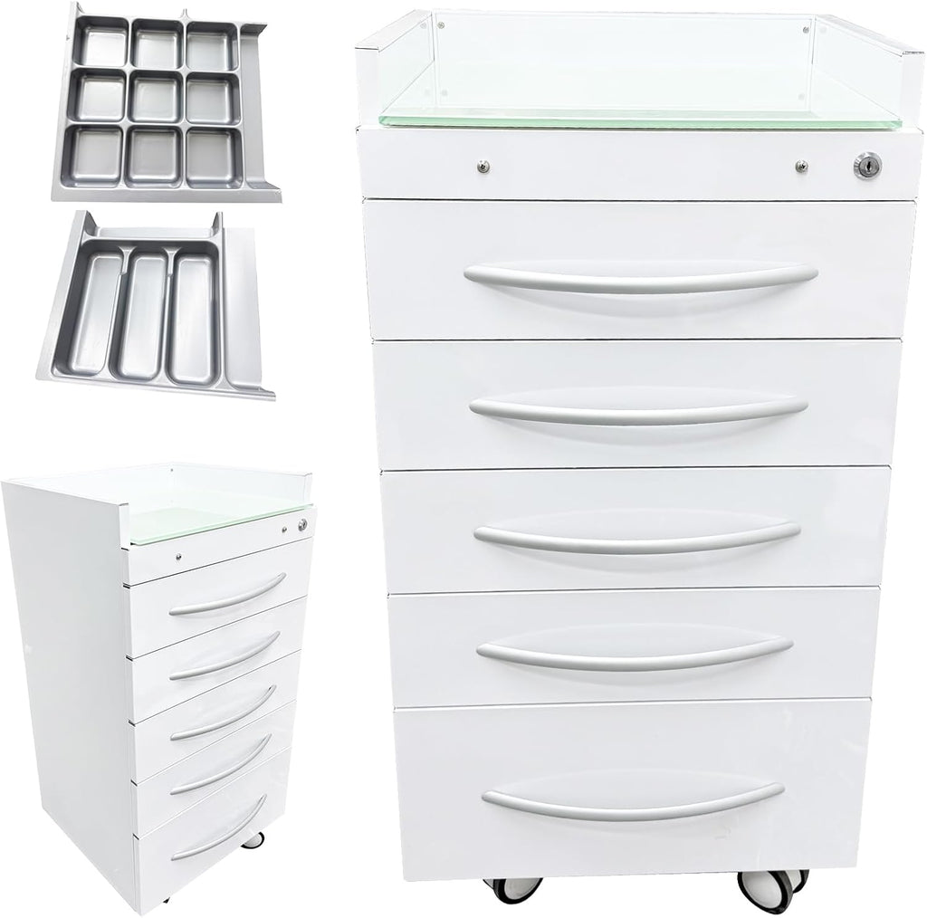 5 Drawer Office File Storage Dental Assistant's Mobile Cabinet