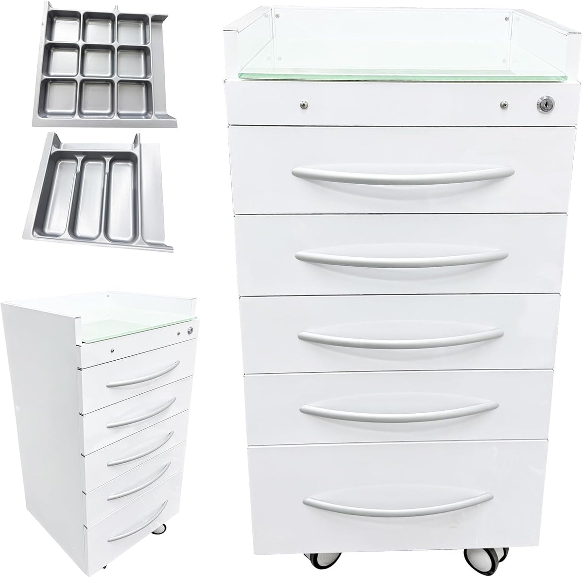 5 Drawer Office File Storage Dental Assistant's Mobile Cabinet