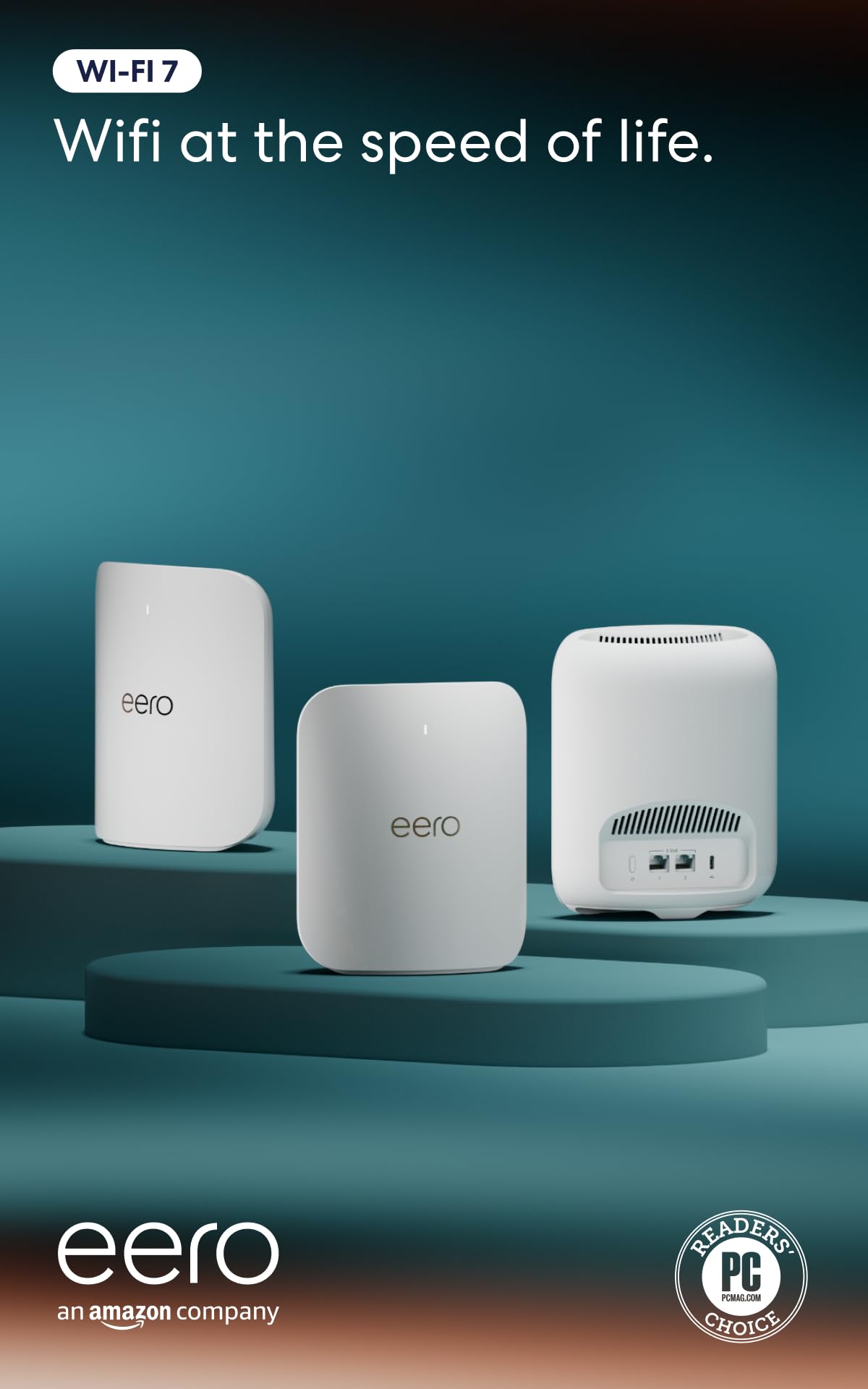 Amazon eero Pro 7 tri-band mesh Wi-Fi 7 router - Supports internet plans up to 5 Gbps, Coverage up to 2,000 sq. ft., 1-pack