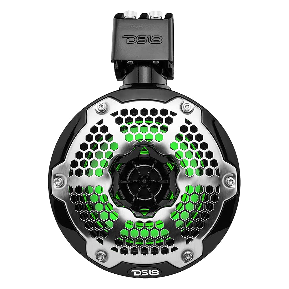 DS18 CF-X10TPNEO 10" Neodymium Marine Wakeboard Tower Speakers with Bullet Tweeter, Passive Radiator and RGB LED Lights - High Performance, Marine Grade IP65 Rated, 900W Max 300W RMS 4 Ohms (Pair)