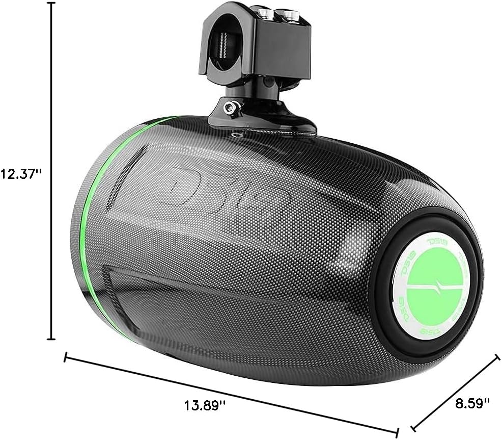 DS18 CF-X8TPBNEO 8" Neodymium Marine Towers with Built-in Passive Radiator, 1" Driver and RGB LED Lights - High Performance, Marine Grade IP65 Rated, 550W Max 180W RMS 4 Ohms (Pair)