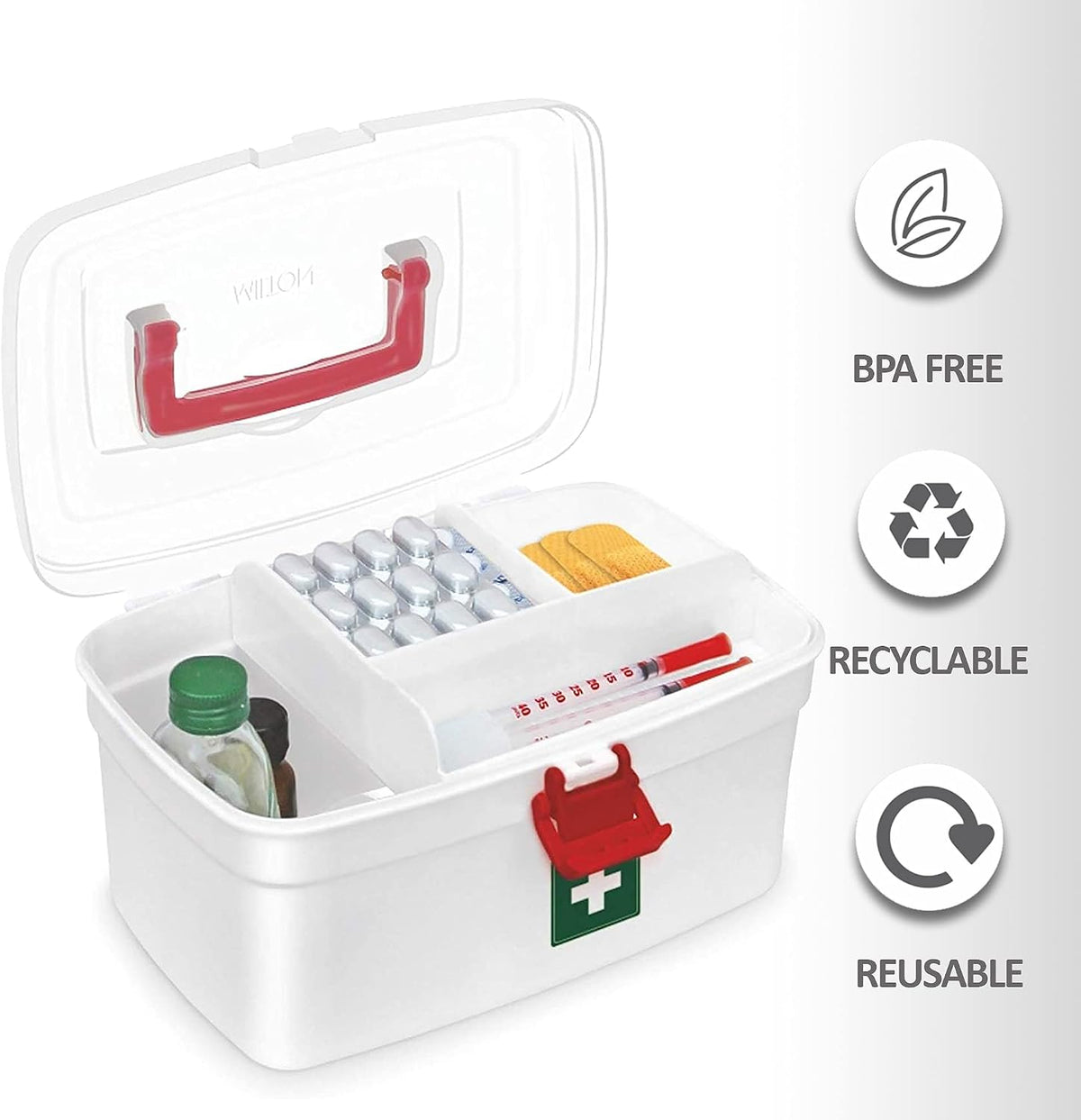 MILTON Plastic Medicine Box, First Aid Box, Set of 6, Small Storage with Handle, Emergency Indoor Outdoor Medical Utility Cabinet Organizer, Transparent, Portable Lockable & Detachable Tray
