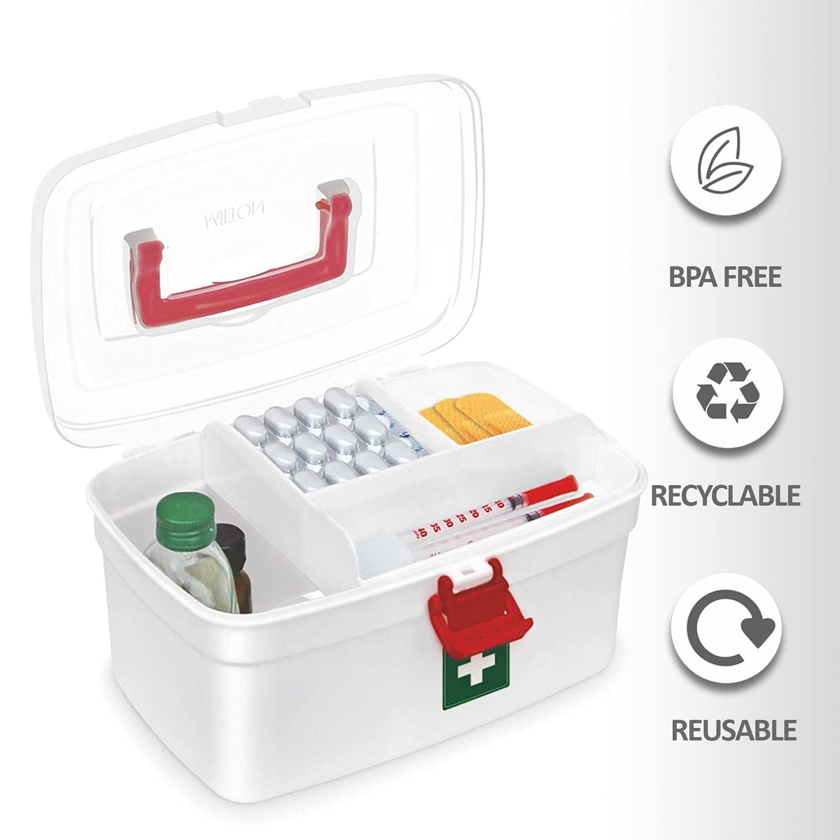 MILTON Plastic Medicine Box, First Aid Box, Set of 6, Small Storage with Handle, Emergency Indoor Outdoor Medical Utility Cabinet Organizer, Transparent, Portable Lockable & Detachable Tray