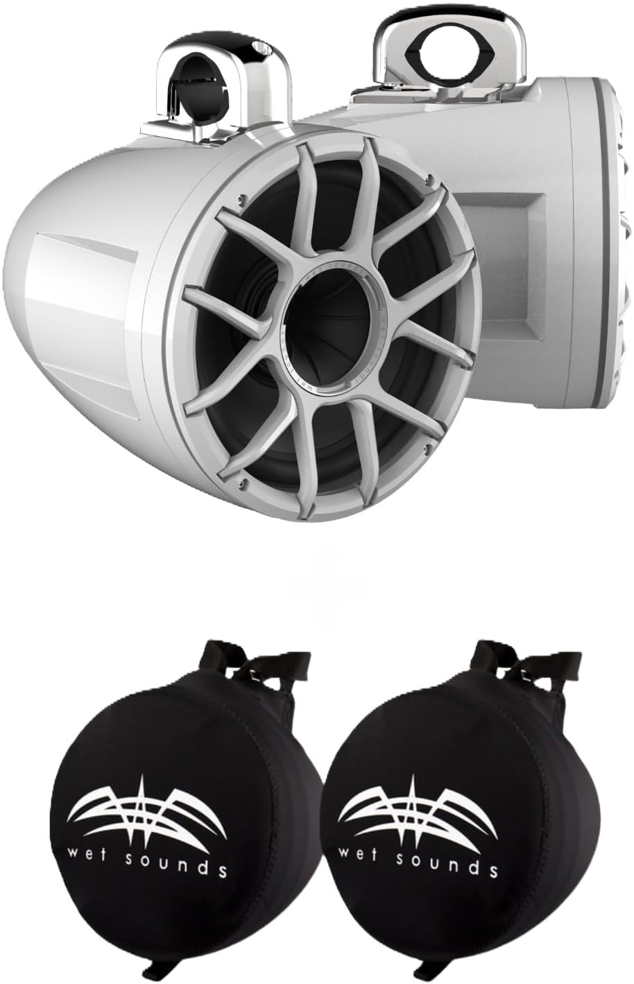 Wet Sounds REV 10 HD 10" Marine Tower Speakers, Black, Fixed Clamp Mount