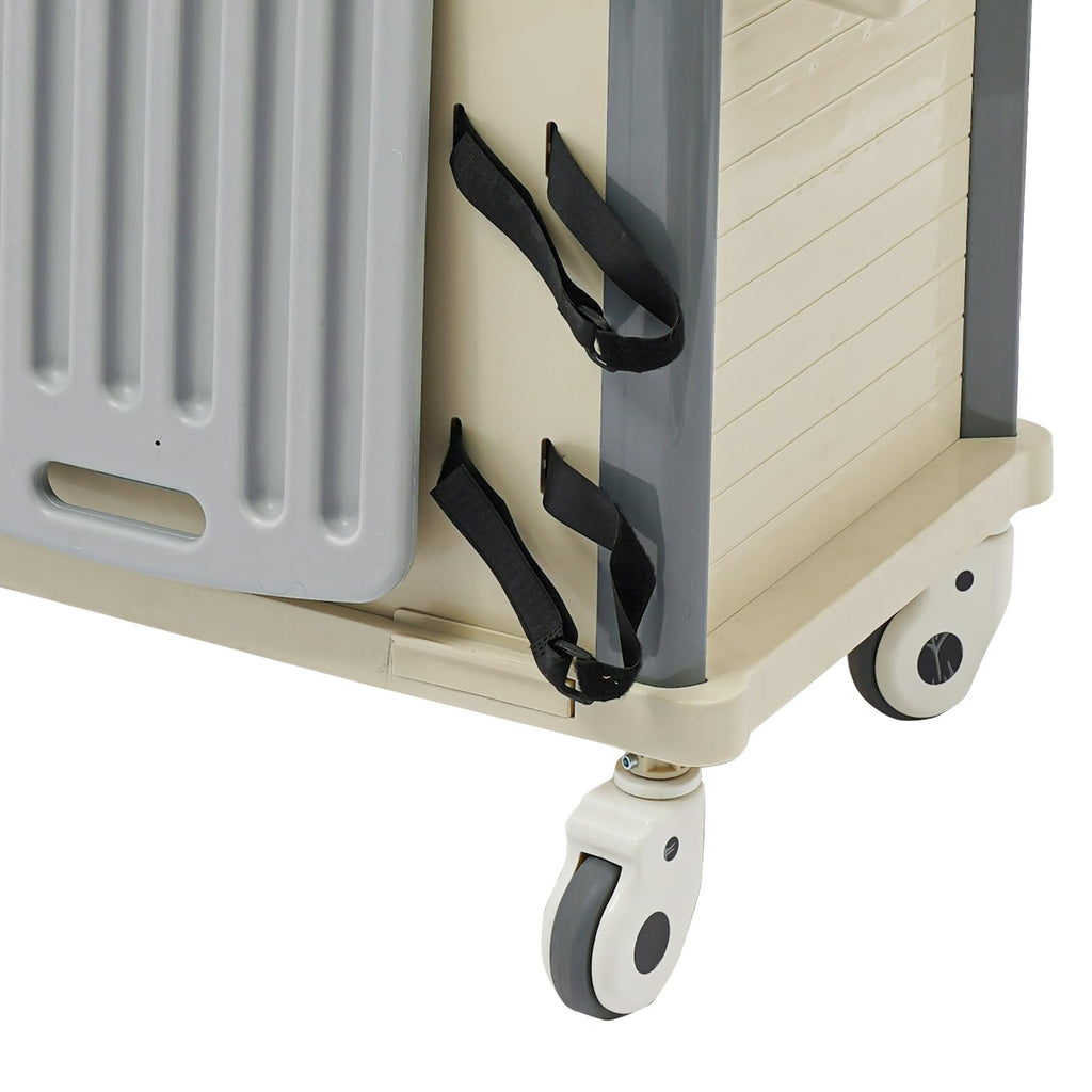Medical Rolling Crash Cart, Medical Trolley 5 Drawers and Power Strip, Mobile Medical Cart for Clinic, Hospital, Nursing Center, Lockable Storage, Safety Retention Straps, Tag Slots (Blue)