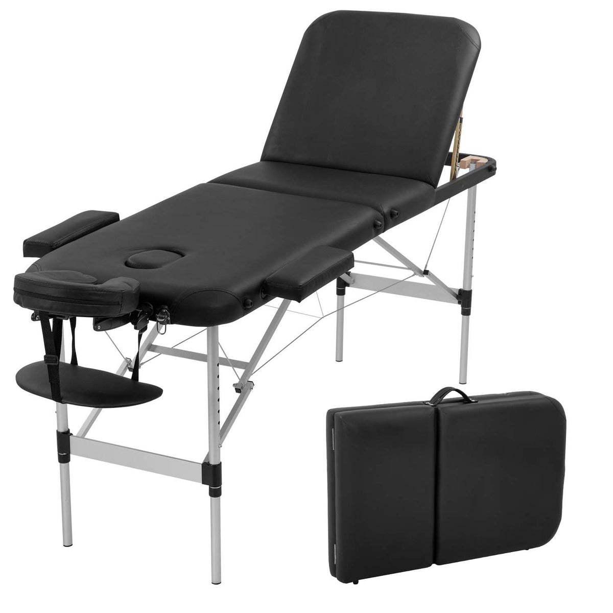 BestMassage Aluminium Massage Bed Portable Massage Table 28 inch Wide Lash Bed Height Adjustable 3 Folding Spa Table with Non-Woven Bag for Spa Footmassage Facial CareSpa Tattoo