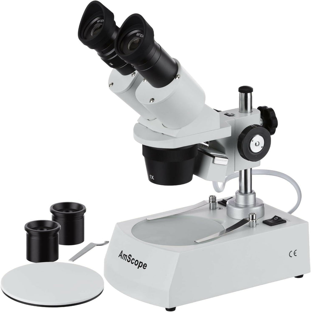 AmScope SE305R-PZ Forward Binocular Stereo Microscope, WF10x and WF20x