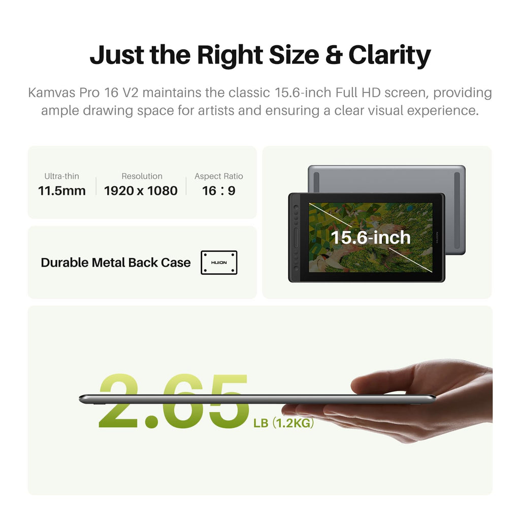 HUION Kamvas 13 (Gen 3) Drawing Tablet with Screen, Dual Dial, 13.3", Black