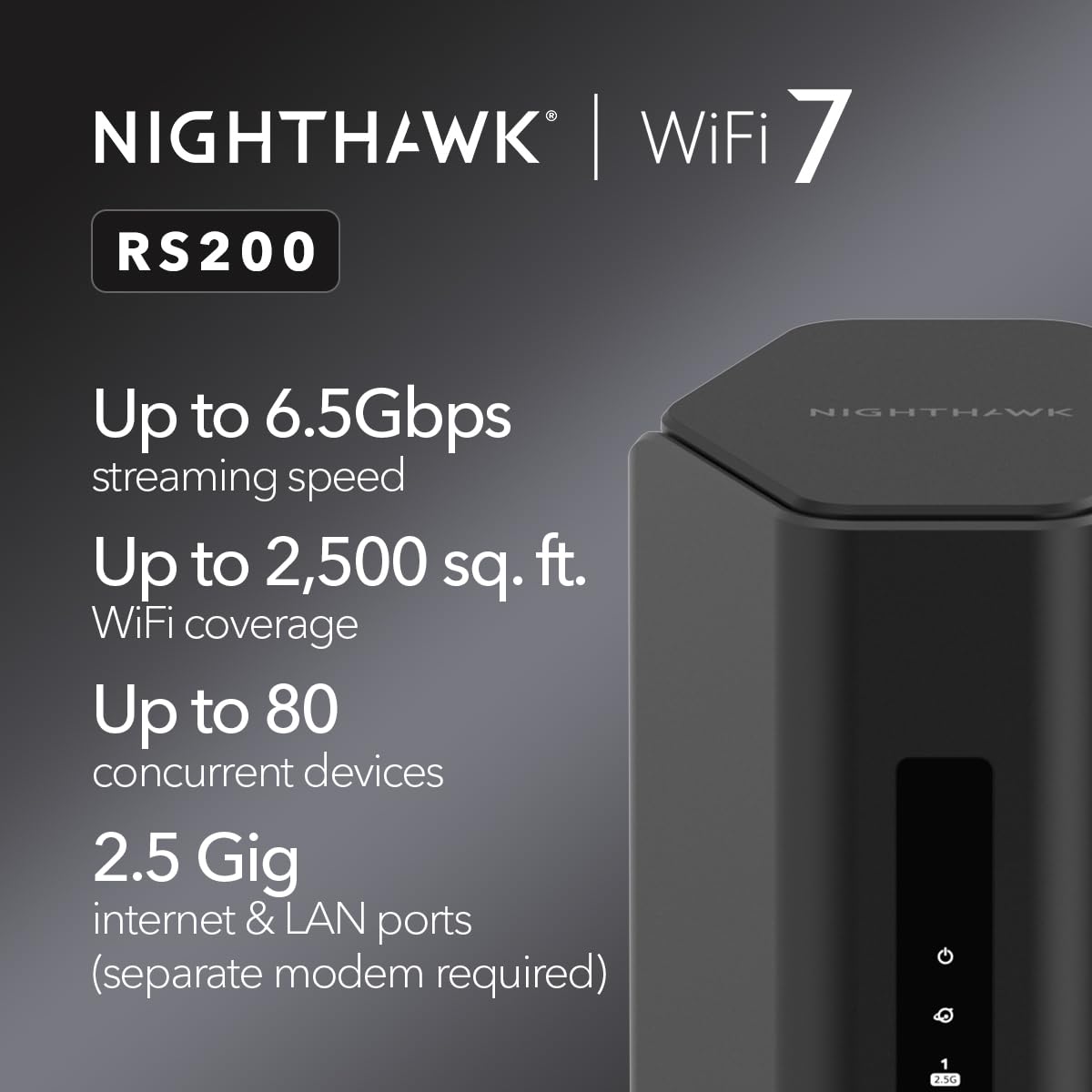 NETGEAR Nighthawk WiFi 7 Router RS100, Up to 2,000 sq ft, 3.6 Gbps