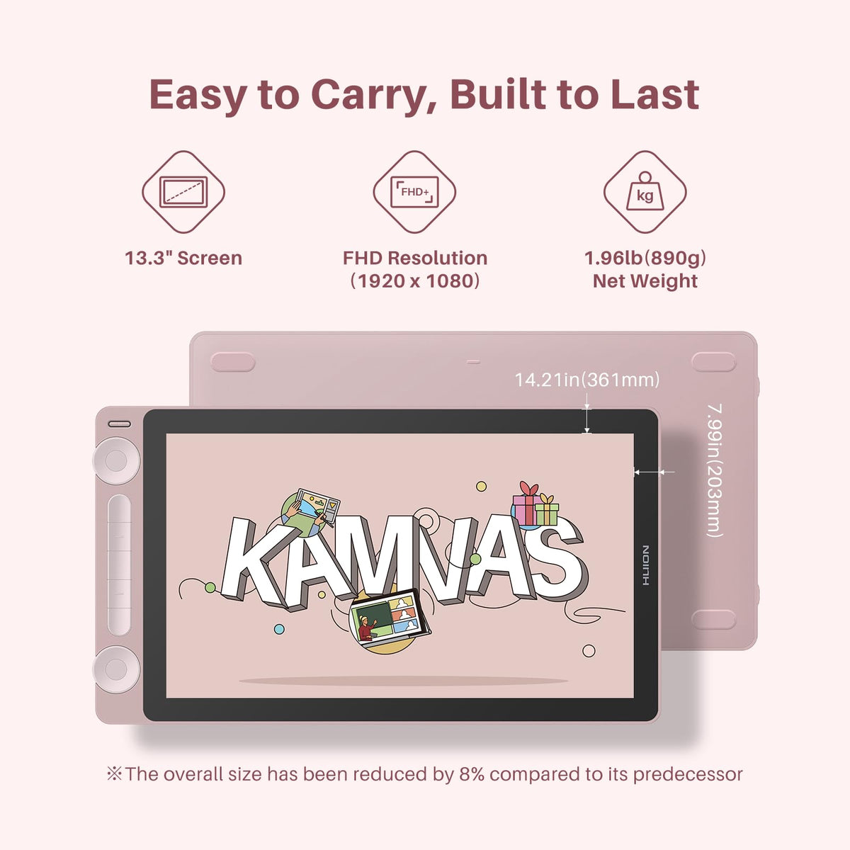 HUION Kamvas 13 (Gen 3) Drawing Tablet with Screen, Dual Dial, 13.3", Black
