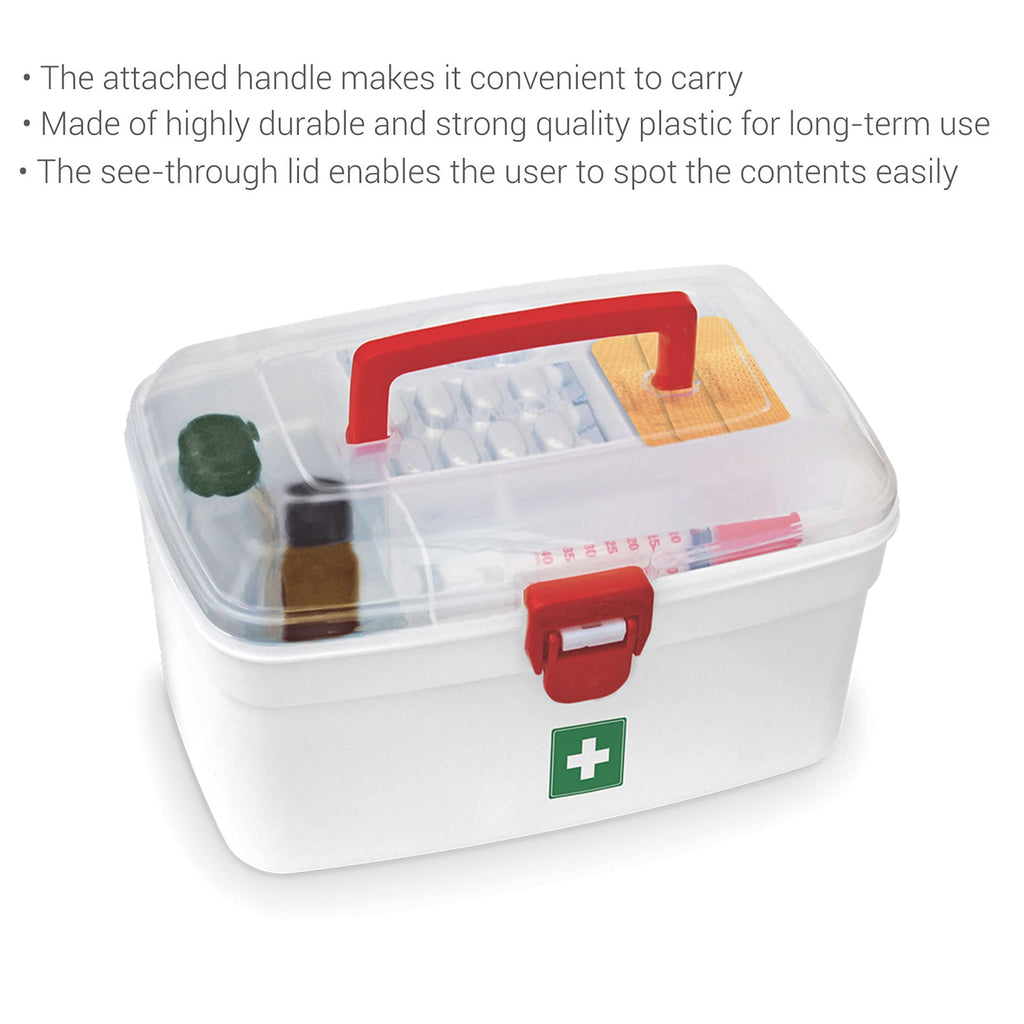MILTON Plastic Medicine Box, First Aid Box, Set of 6, Small Storage with Handle, Emergency Indoor Outdoor Medical Utility Cabinet Organizer, Transparent, Portable Lockable & Detachable Tray