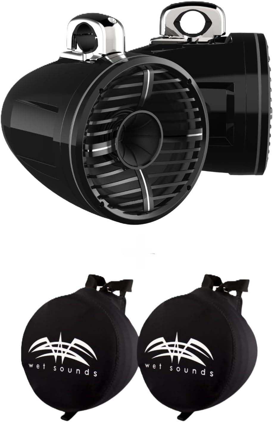 Wet Sounds REV 10 HD 10" Marine Tower Speakers, Black, Fixed Clamp Mount