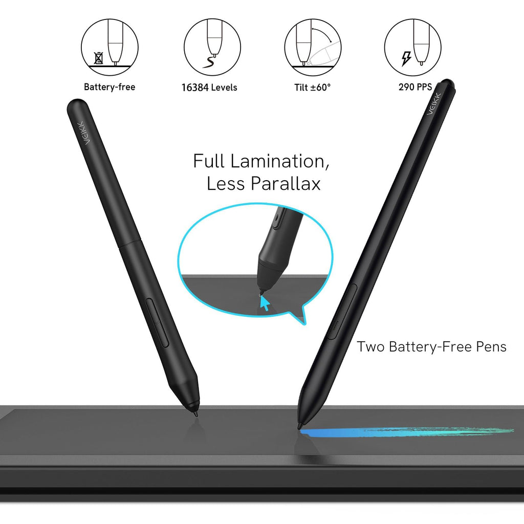 VEIKK VK1200V2 Drawing Tablet with Screen,11.6 Inch Full-Laminated Graphics Drawing Monitor,Upgraded 16384 Pressure Sensitivity, 2 Styluses, 120% sRGB,Graphics Tablet for PC Mac Linux Windows