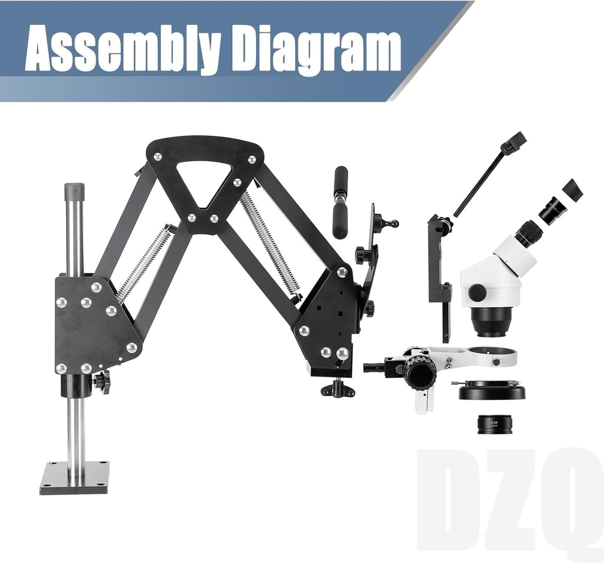 DZQ ZQ-1 Multi-Directional Microscope 7X-45X Magnification 0.5X Barlow Lens