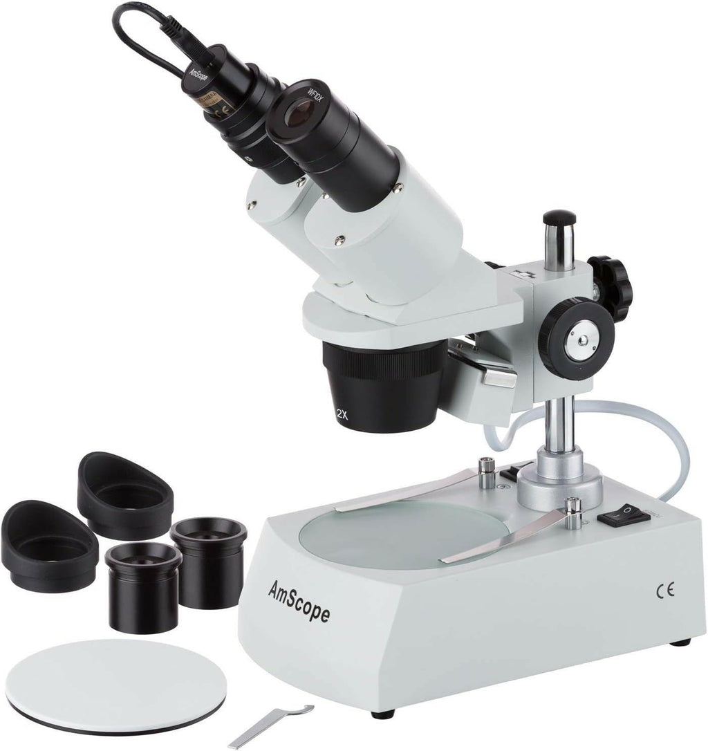 AmScope SE306R-PZ Forward Binocular Stereo Microscope, WF10x and WF20x