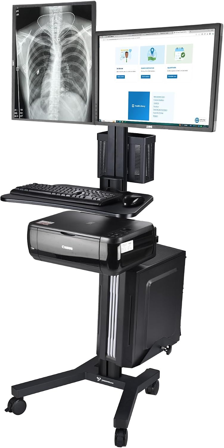 AW NexusX Commander Mobile Computer Cart Medical Rolling PC Stand Desk