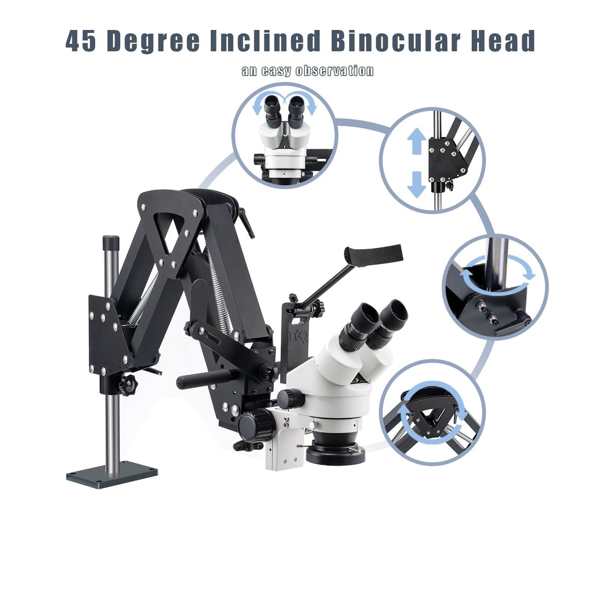 DZQ ZQ-1 Multi-Directional Microscope 7X-45X Magnification 0.5X Barlow Lens