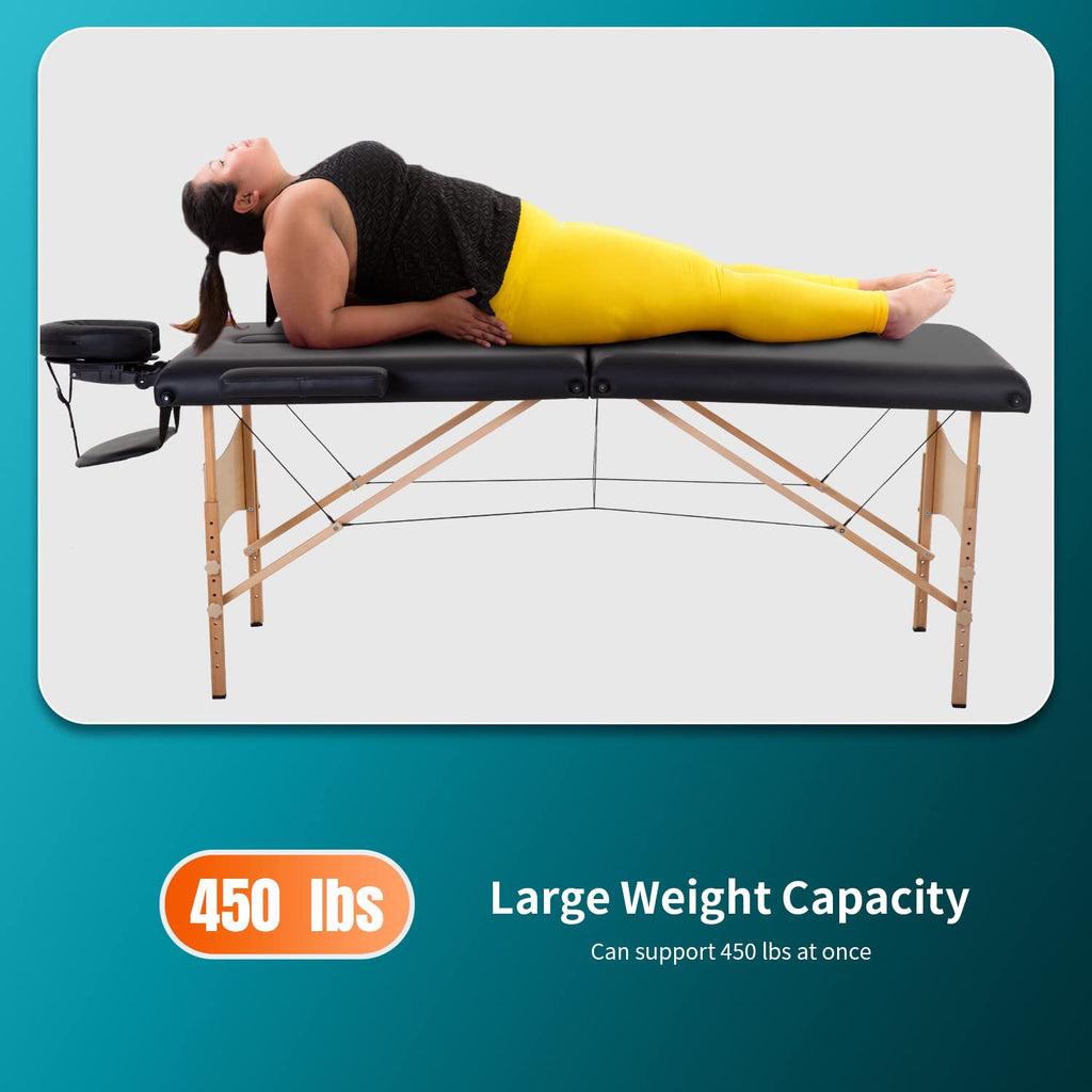 BestMassage Massage Bed Portable Folding Massage Table 24" Wide,Black