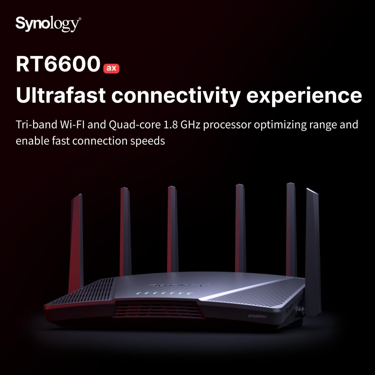 Synology RT6600ax - Tri-Band 4x4 160MHz Wi-Fi router, 2.5Gbps Ethernet, VLAN segmentation, Multiple SSIDs, parental controls, Threat Prevention, VPN (US Version)