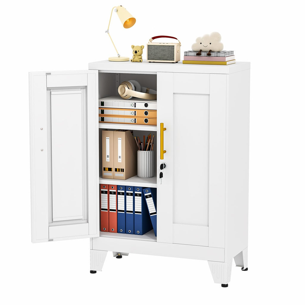 35" Lockable Rolling Metal Storage Cabinet, Steel Employee Storage Locker