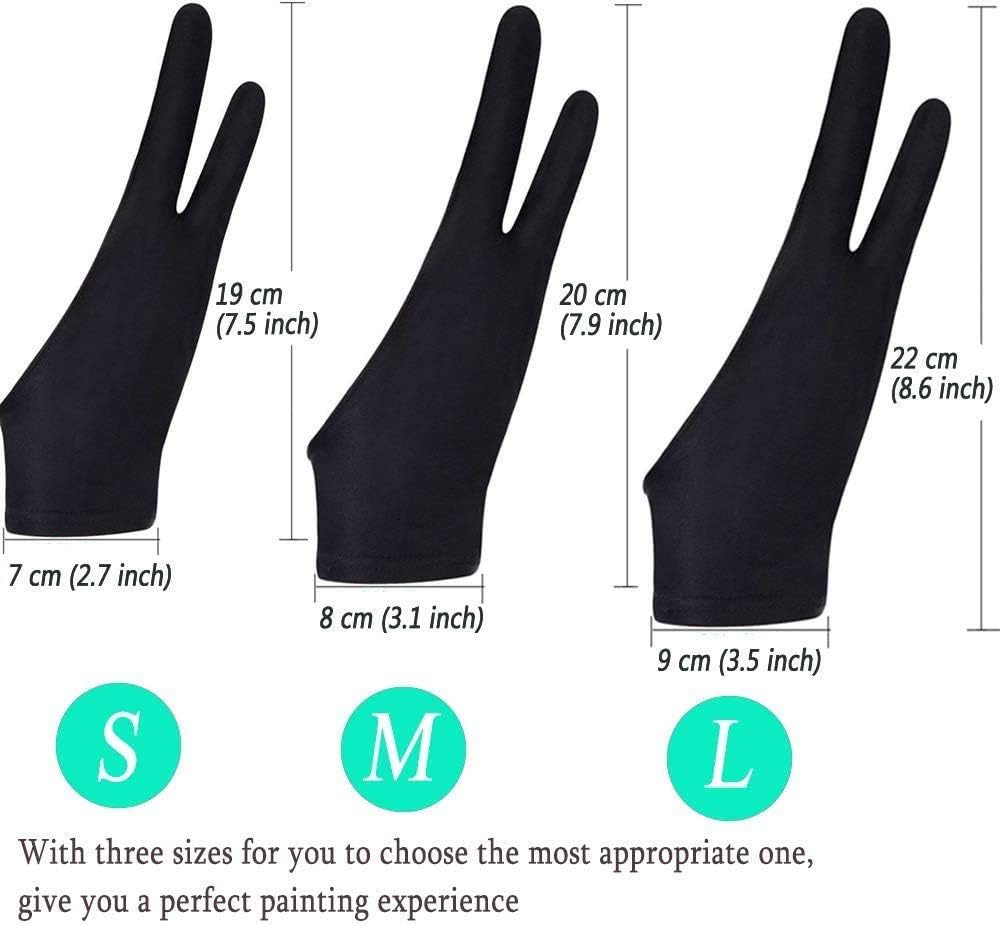 6 Pcs Artist Glove for Drawing Tablets, Digital Drawing Glove in 3 Sizes â S, M, L