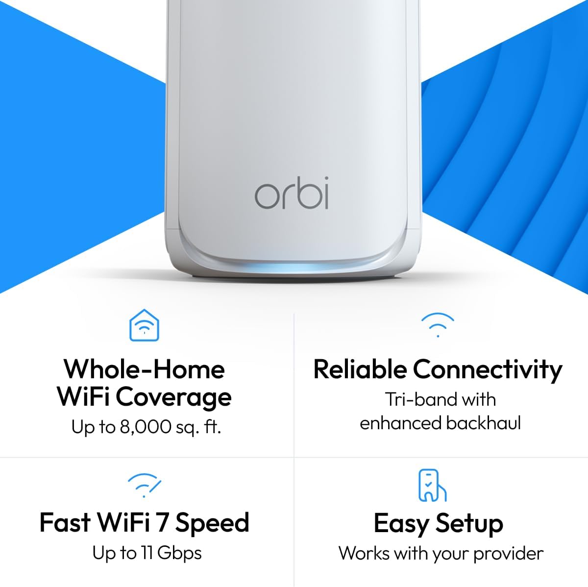 NETGEAR Orbi 770 Series WiFi 7 Mesh System, Up to 8,000 sq ft., 3 Pack