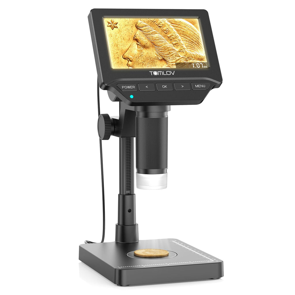 TOMLOV Coin Microscope with Weighing Scale, 7" Digital Magnifier DM4W Max