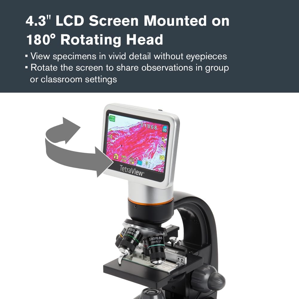 Celestron TetraView LCD Digital Microscope with 180Â° Swivel Screen
