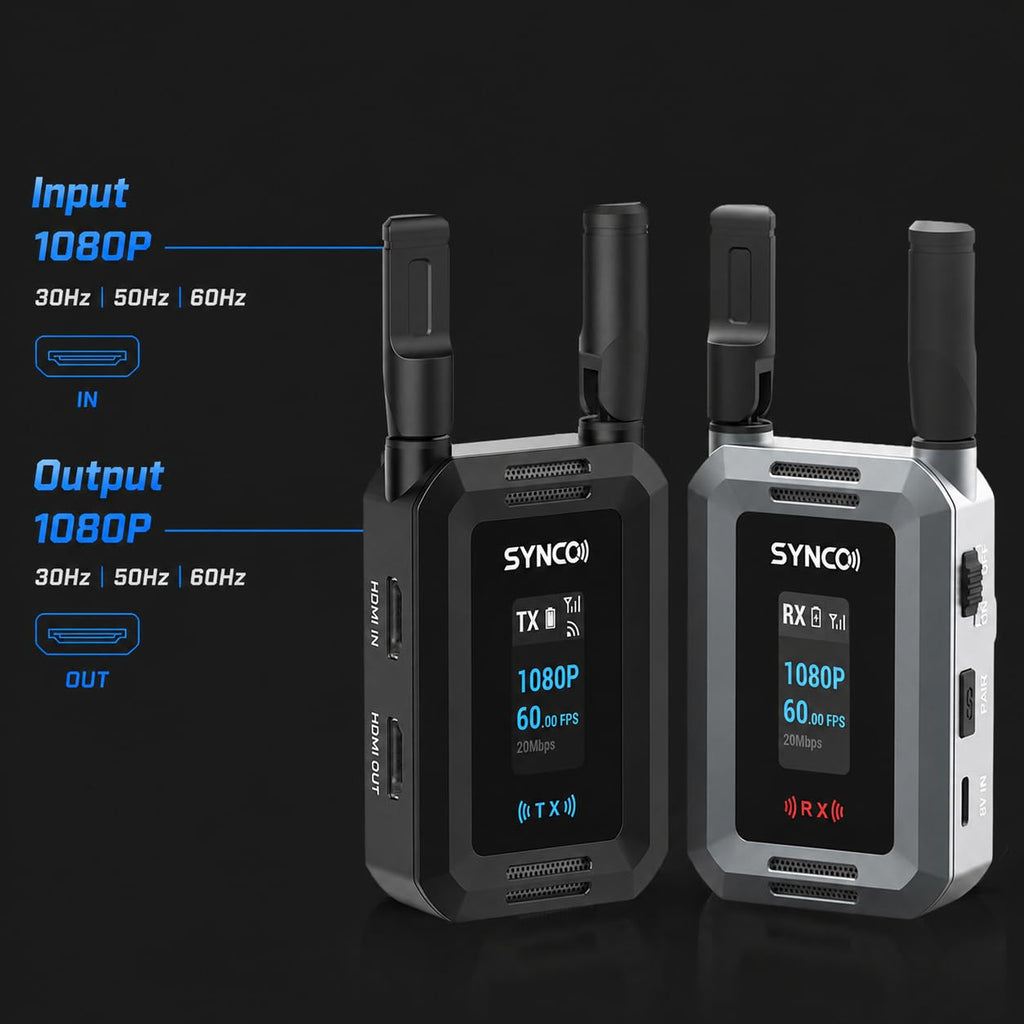 SYNCO Wireless HD Video Transmission and Receiver System Extender(1TX+1RX)