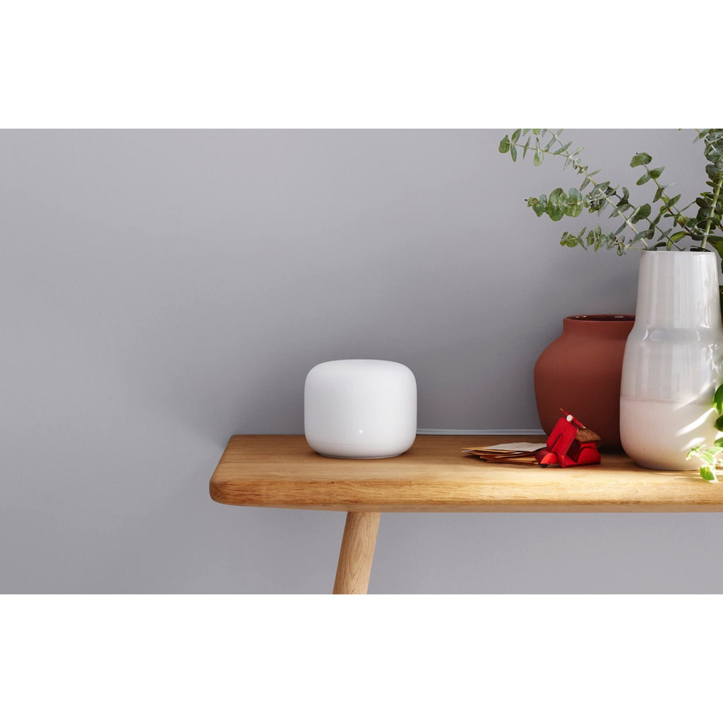 Nest WiFi Router with 1 Point - Mesh for Wireless Internet Wi-Fi Extender Smart Speaker Works and Google Home Systems Snow