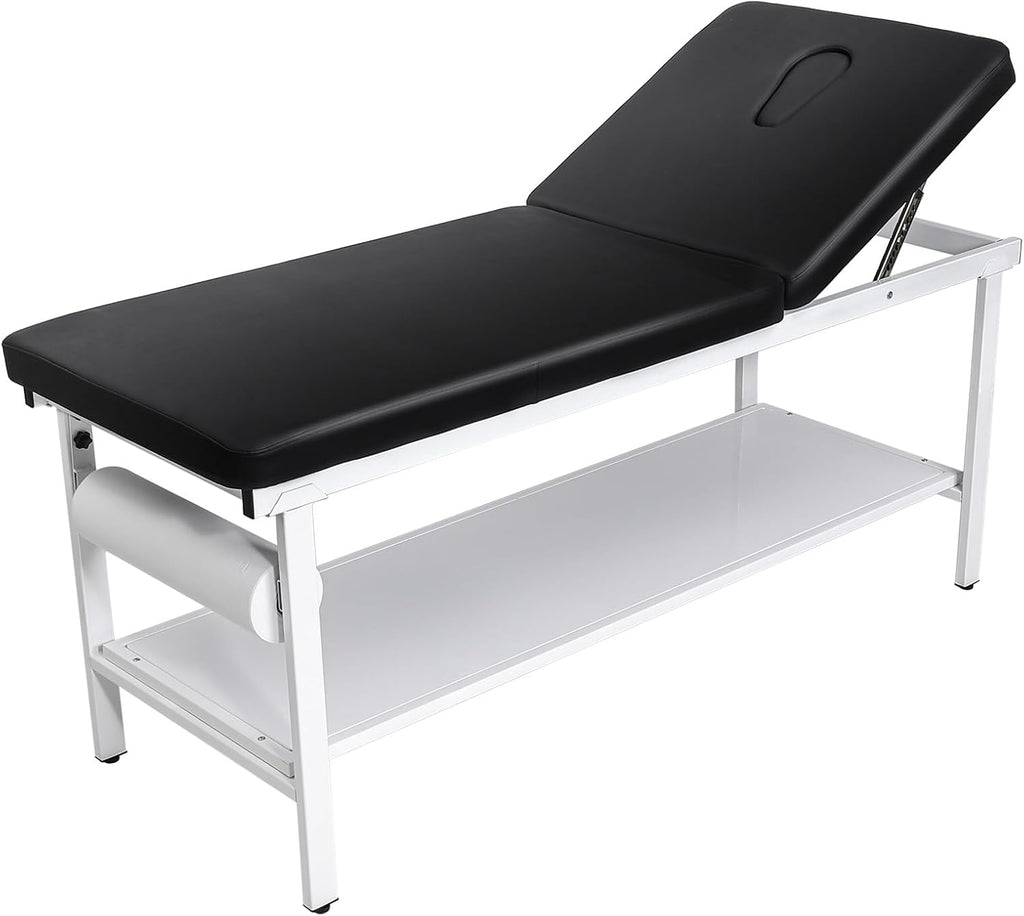 VEVOR Medical Exam Table, 500LBS Loading Medical Examination Bed with 0Â°â40Â° Adjustable Backrest, Physical Therapy Exam Table with Storage Shelf & Paper Roll Dispenser for Hospital Clinic Rehab Center