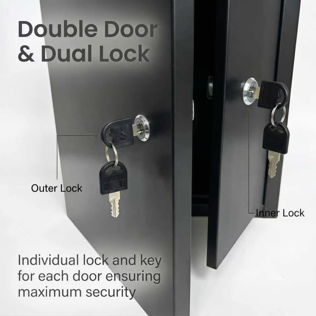 Locking Medicine Cabinet, Narcotics Cabinet with Dual Lock Doors, Wall Mounted Metal Medication Storage Cabinet, Secure Drug Storage Box for Clinics Pharmacies Veterinary Offices&Healthcare Facilities