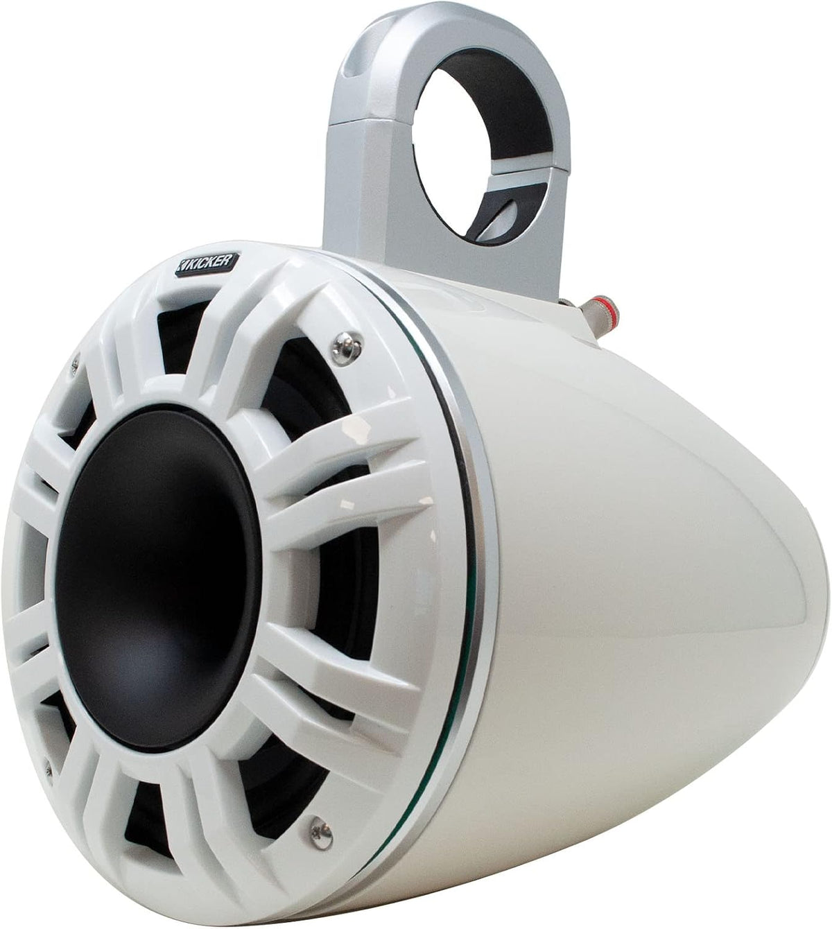 KICKER KMXL Tower Speaker Bundle - 8" Horn-Load Marine Wake Tower Speaker Pods with RGB LEDs, White, Pair