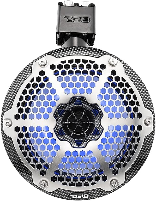 DS18 CF-X8TPBNEO 8" Neodymium Marine Towers with Built-in Passive Radiator, 1" Driver and RGB LED Lights - High Performance, Marine Grade IP65 Rated, 550W Max 180W RMS 4 Ohms (Pair)