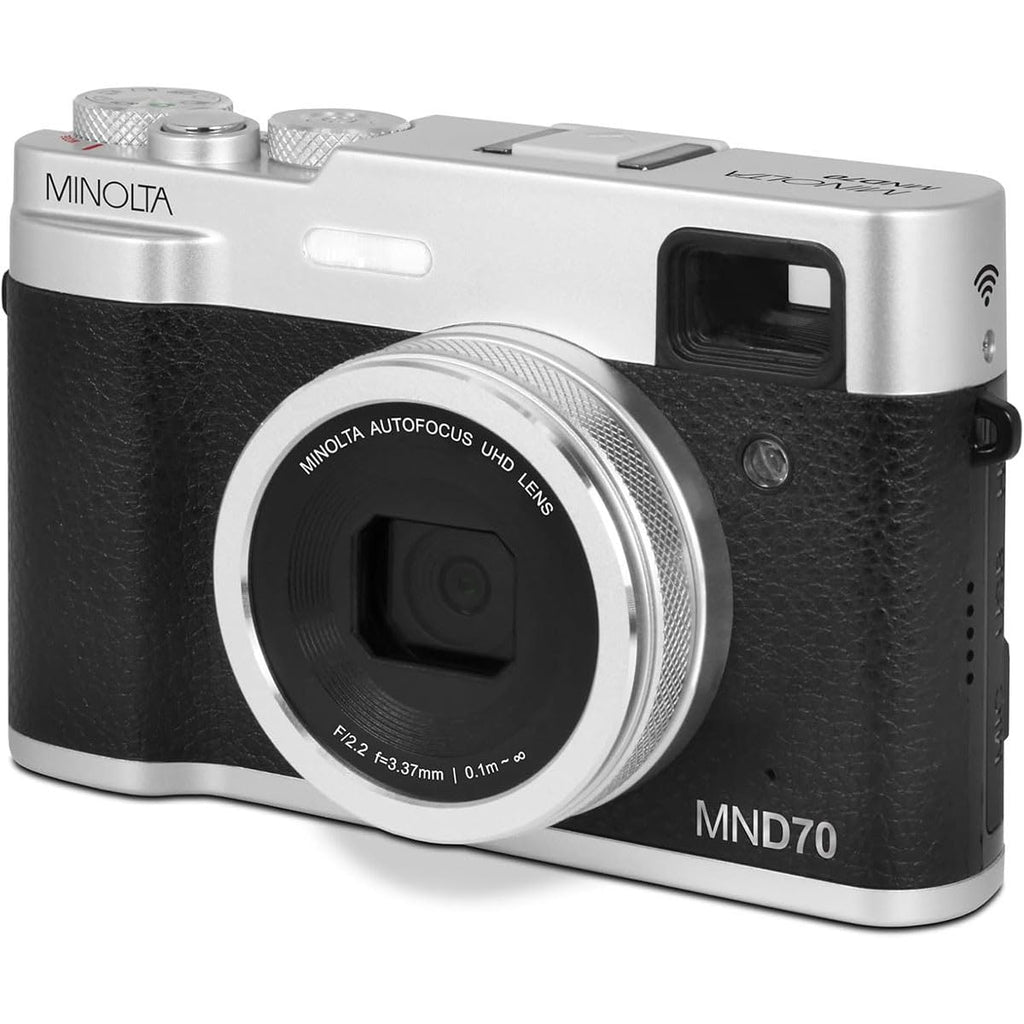 Minolta MND70 Retro 48MP Wi-Fi 5K Ultra HD Dual Lens Digital Camera - Gold/Brown