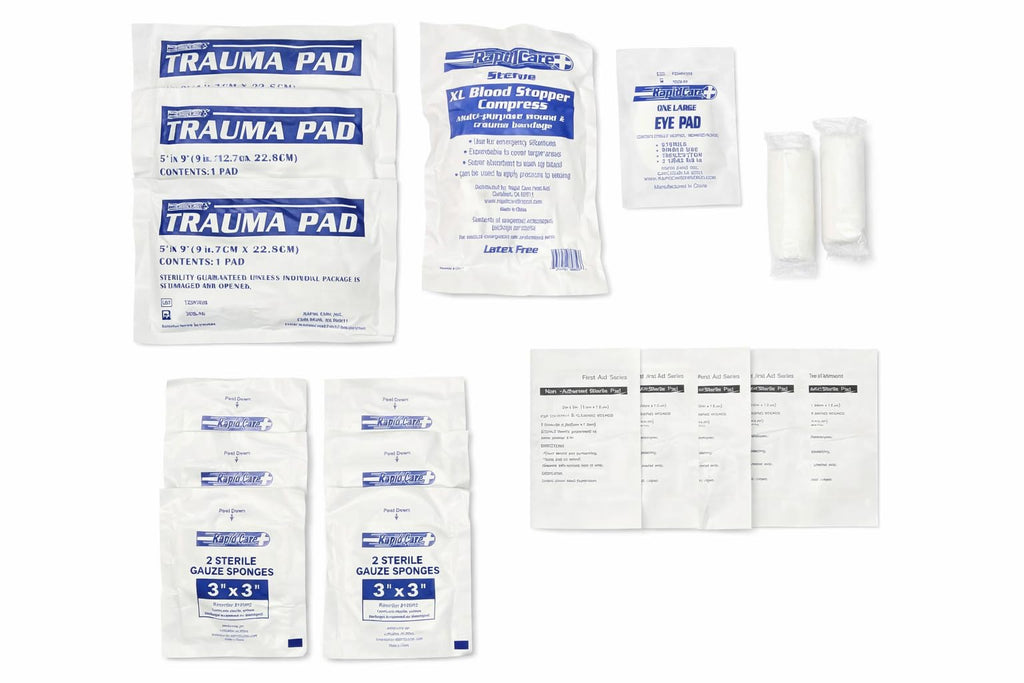 Rapid Care First Aid 80098 3 Shelf All Purpose First Aid Kit Cabinet, Class A+, Exceeds OSHA/ANSI Z308.1 2015, Wall Mountable