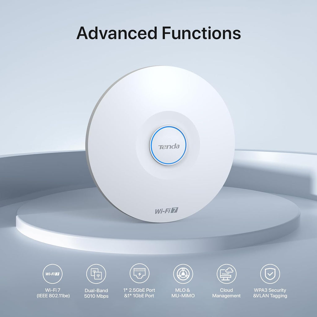 Tenda BE5010 WiFi 7 Wireless Access Point | 2.5G PoE+ Input & 1G LAN Port